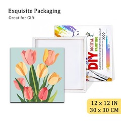 Framed Paint by Numbers for Adults – Colorful Flowers DIY Adult Paint by Number