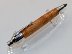 Chrome finish 5.6mm Sketch Pencil. Hand made with 2-Tone Amboyna Burl. #155