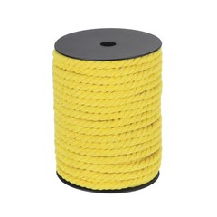 Cotton Rope 3 Strand Twisted Braided Rope Yellow 8mm Dia