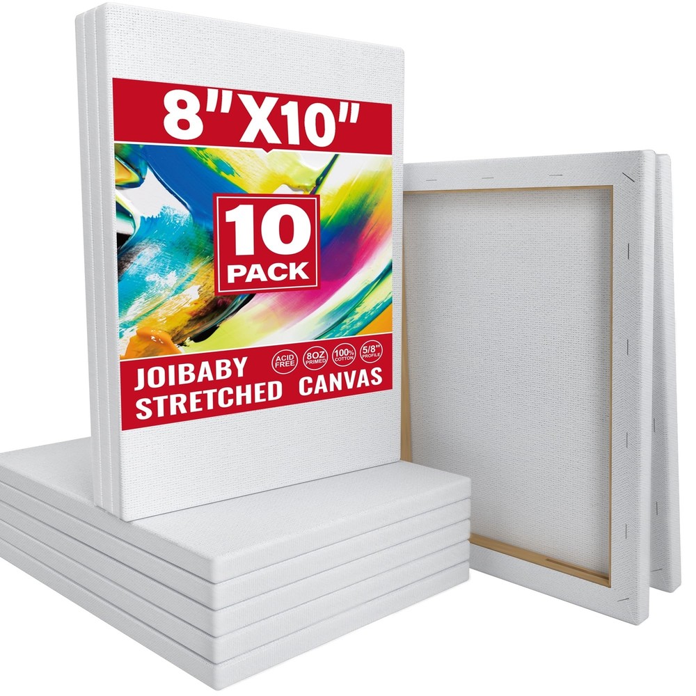 Stretched Canvas for Painting,10Pack 8X10 Inch Stretched White Blank Canvas,8…