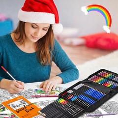 81 PCS Pro Art Kit Drawing Pencils Set Colored Graphite Watercolor Sketch Book