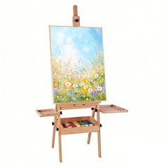 Foldable & Adjustable Art Easel with Storage Drawer Trays, Beech Wooden Easel
