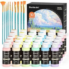 Acrylic Paint Set 30 Colors Non Toxic Waterproof Art Supplies W/ Brushes New