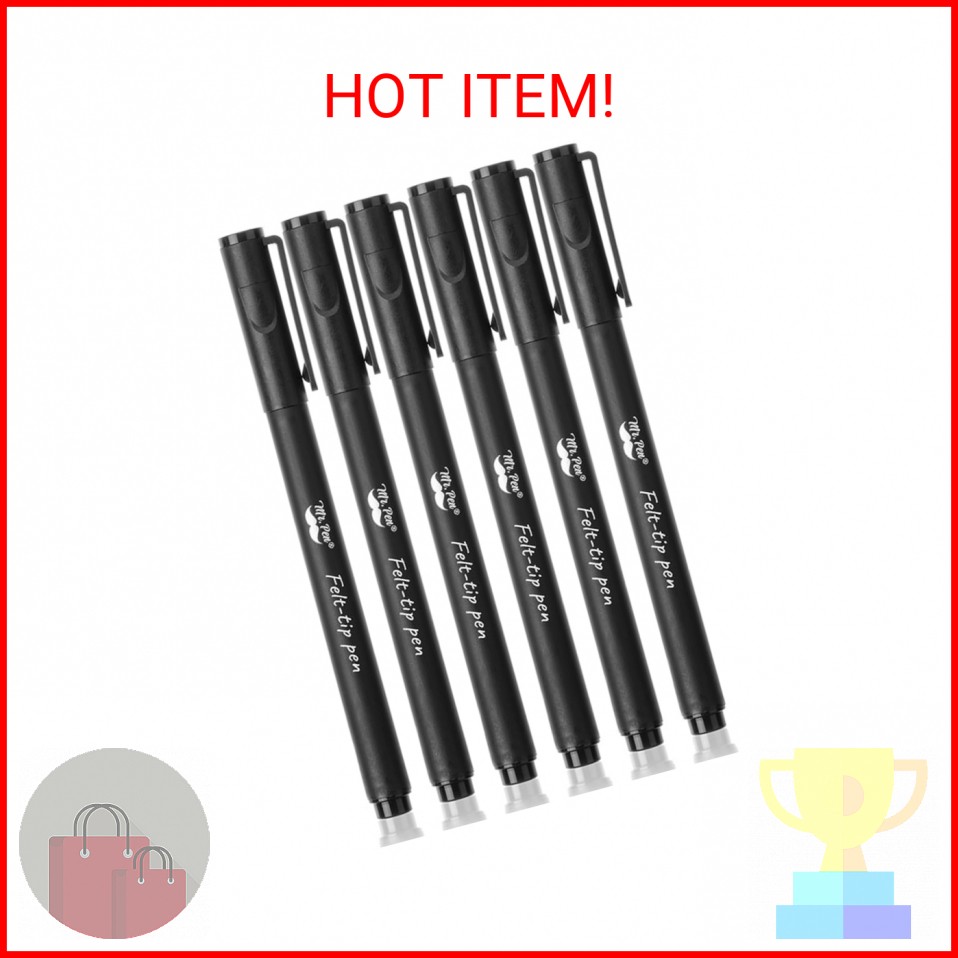 Mr. Pen- Black Felt Tip Pens, Fine Point, 6 Pack, Fast Drying, No Smear, Bible J