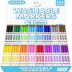 Washable Markers Bulk, Markers for Kids, 16 Assorted Colors, 256 Count, Broad…