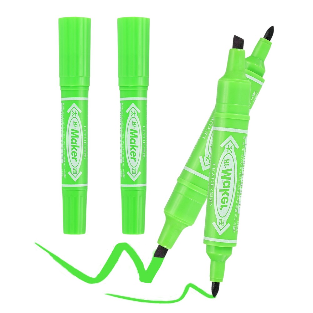 Broad & Fine Tip Markers, 4Pcs Oil-Based Markers Highlighter, Light Green