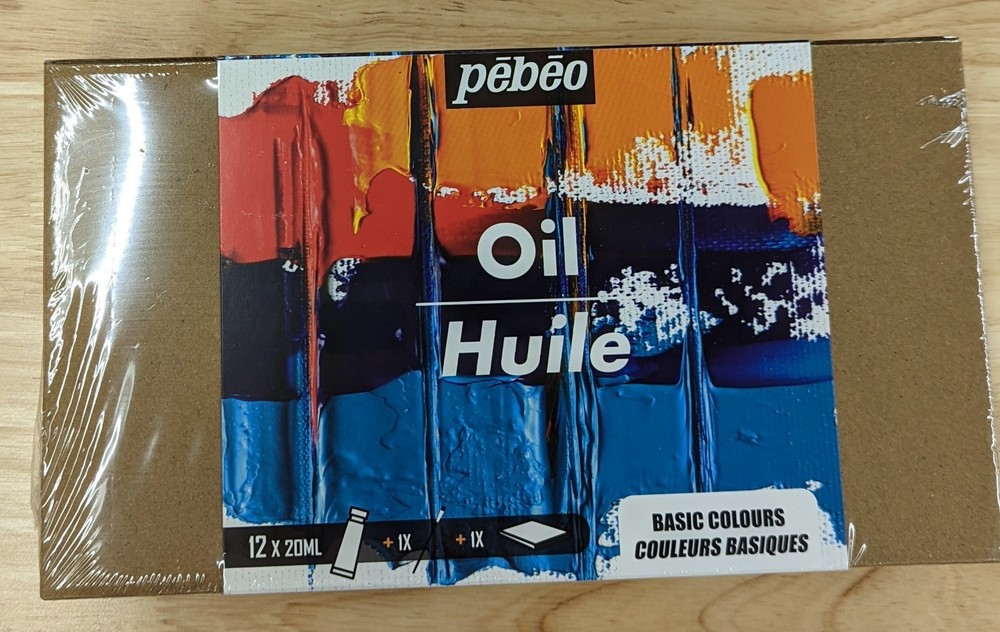 Pebeo Studio Fine Oil Paints Set of 12, 20ml Tubes Basic Colours with Brush