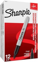 Black Permanent Markers, 12 Fine Tip – Ideal for Paper, Metal & More