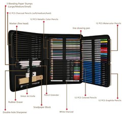 Drawing Supplies Sketching Set 72PCS Drawing & Colored Pencils Sketchpad