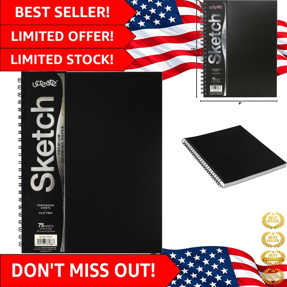 Heavyweight Acid-Free Sketch Book – 75 Sheets for Drawing & Sketching