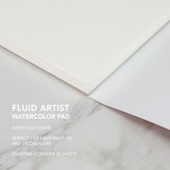 Fluid Watercolor Fold Over Pad, 12 x 18 inches, 20 White 12×18 Inches,