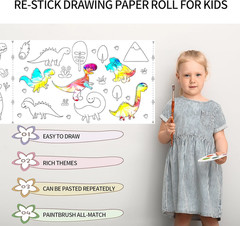 Children’S Drawing Roll Paper, 2 Rolls Coloring Paper Rolls, Sticky Paper,Diy Pa