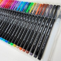 ParKoo Watercolor Brush Pens Set of 24 Vibrant Colors + 1 Blending Nylon Tip NEW