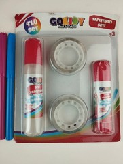 Stickers, pens, markers and glue set