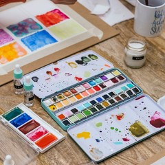 3.2ml Watercolor Pans, 24 Pack Empty Full Pans Watercolor Tins, White