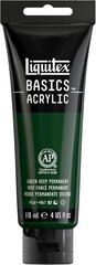 BASICS Acrylic Paint, 118ml 4-oz Tube, Permanent Green Deep