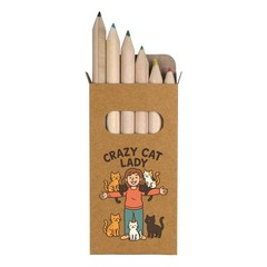 6 x ‘Crazy Cat Lady Feline Friends’ Short Colour Pencils (PE00079186)