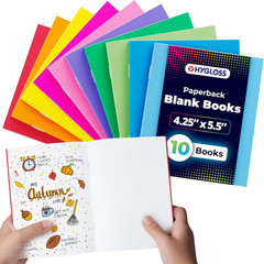 Blank Books – Bulk 10 Pack – 4.25″ X 5.5″ A6 Assorted Colors – Paperback Blank B