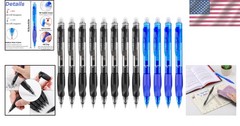 Portable 12-Pack Click Gel Pens – 8 Black & 4 Blue Ink for All Writing Needs