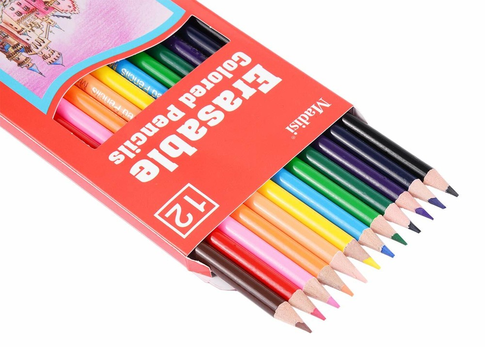 Madisi Erasable Colored Pencils 12 Assorted Colors 12 Pack