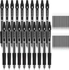 Black Gel Pens, 48 Pack(20 Pens with 28 Refills) Retractable Medium Point Roller