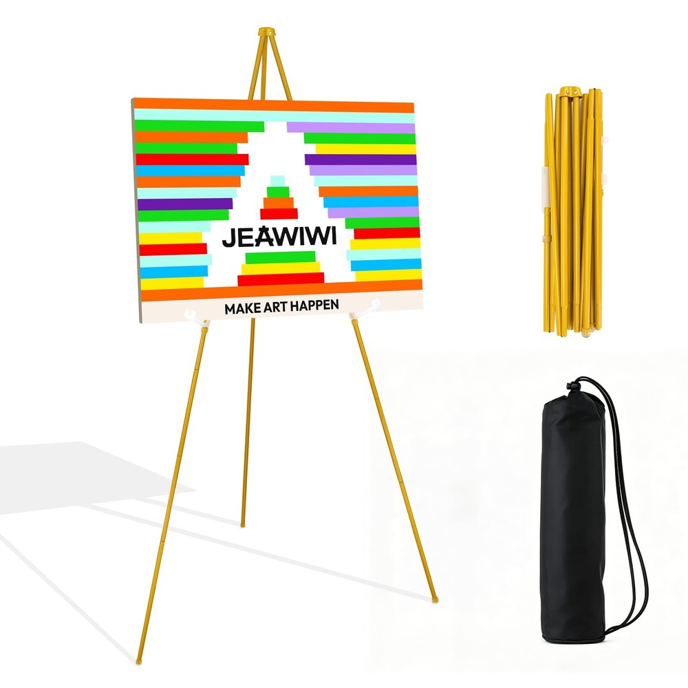 1PCS Golden Easel Stand for Wedding Sign Stand, 66 Inch Adjustable Metal Ease…