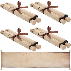 4 Pack Blank Paper Scrolls Scroll Wrapped on Wood Rod brown, uncolored
