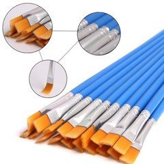 DECYOOL 60 Pcs Paint Brushes Set Nylon Flat Hair Small Oil 170mm x 7mm, Blue