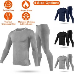 Men Thermal Underwear Set Long Johns Pants Long Sleeve Soft Underwear Kit Top…
