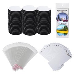 120Pcs Sublimation Blank Car Coasters Packaging for Selling,Include 60Pcs Cir…