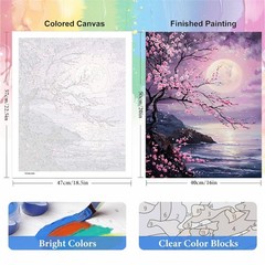 bleihum Paint by Numbers Kit Adults, Cherry Blossom Adult Paint by Number Kits