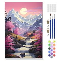 Framed Paint by Numbers Kit for Adults, Landscape DIY Paint by Number Kits on Ca
