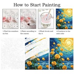 Paint by Numbers for Adults Beginners,Yellow Rose Adult Paint by Number Kits