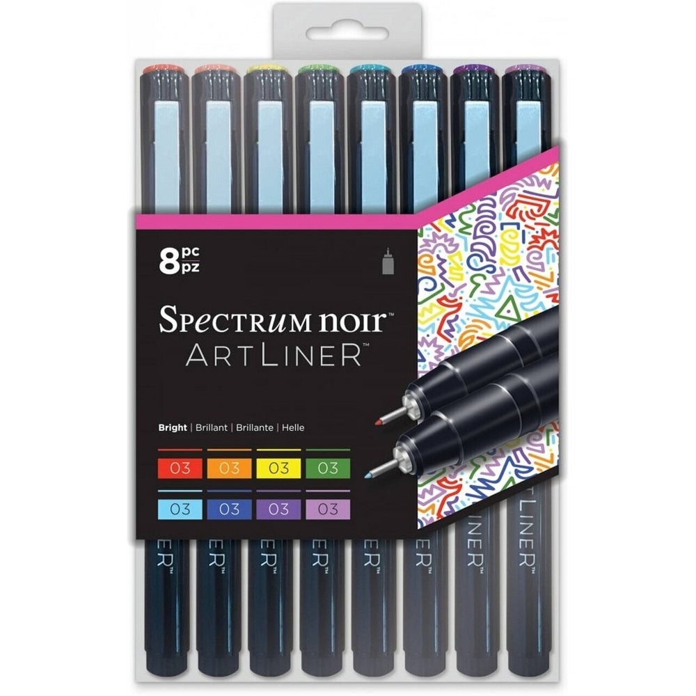 Spectrum Noir Art Liner Bright Brush Tip 8pc New