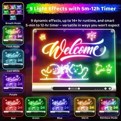 Rechargeable 16″ LED Drawing Board – 9 Color Modes, Timer, Stand, Glow Doodle Pa