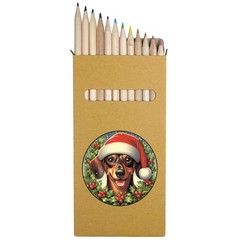 12 x ‘Dachshund Wearing Santa Hat’ Long Colour Pencils (PE00084769)
