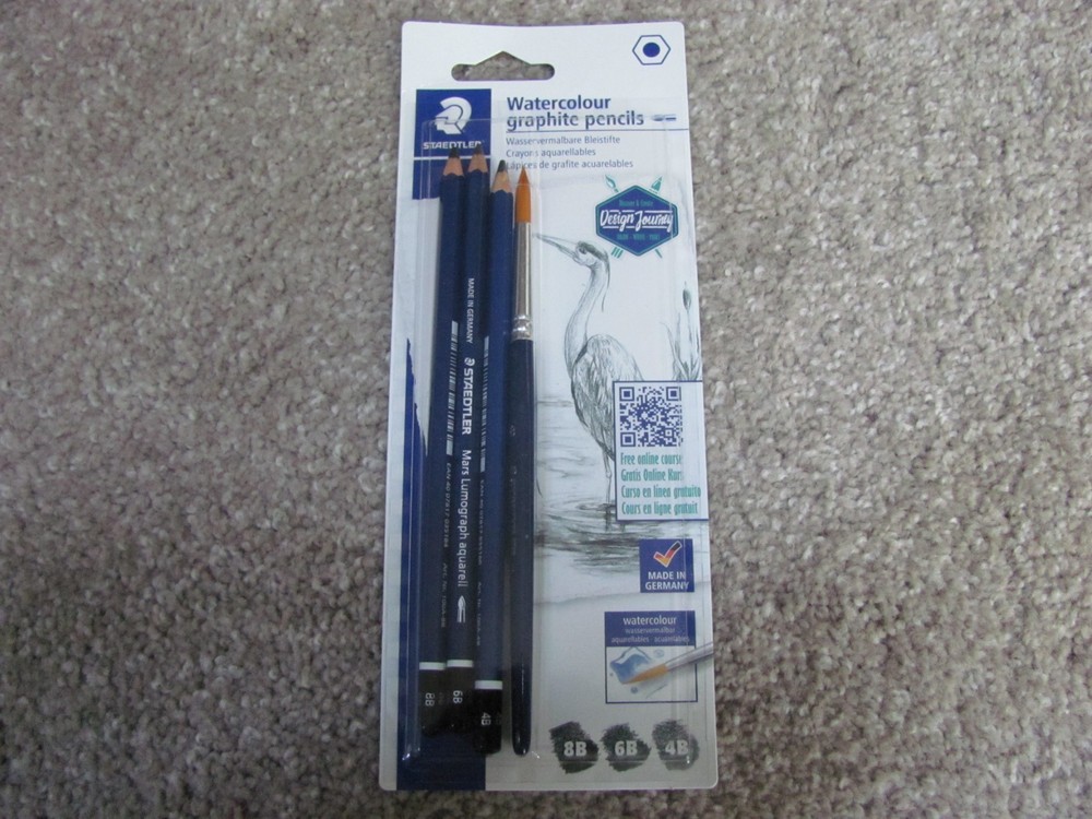 New Staedtler Mars 4-Piece Lumograph Graphite Watercolor Pencils Set, 8B/6B/4B