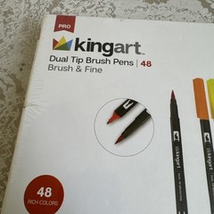 KingArt 445-48 PRO Dual TIP Brush & Fine Tip PENS, 48 Colors! New