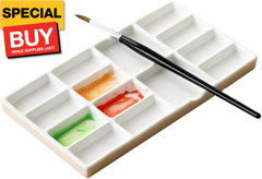 Ceramic Paint Palette, 8 inch, 14 Wells, Porcelain, White, Modern