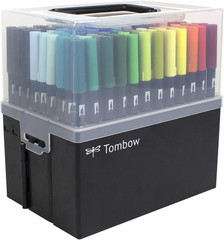 56179 Dual Brush Pen Art Markers, 108 Color Set with Marker Case. Blendable, Bru