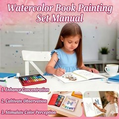 Watercolor Workbook for Beginners – 24 Colors Paint Set & Coloring Animals