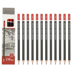 24Pcs 2B Drawing Pencils for Sketching, Red/Black