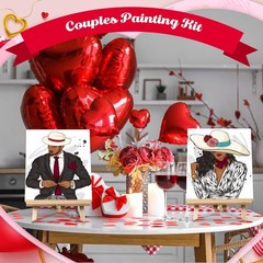 112 Pcs Sip and Paint Kit for Adults Date Night Pre Drawn Canvas Paint Kit fo…