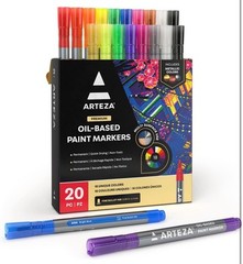 Oil Based Paint Markers, 20-Pack, 18 Unique Colors, 1.3 Mm Line, Small Barrel, P