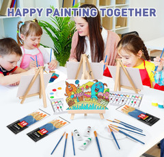 104PCS Acrylic Paint Canvas Set, Acrylic Painting Kit with 4 Set of 12 Colors Ac