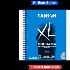 Mixed Media Pad 9×12 60 Sheets White Paper Perforated Pages Drawing Painting