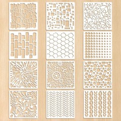 Jeffdad 8 Pcs Stencils for Crafts Reusable, Texture 5.9 x Inch