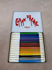 Vintage Caran d’Ache FIBRALO Fiber-Tipped Pens with Swiss Alpine Scene Metal Tin