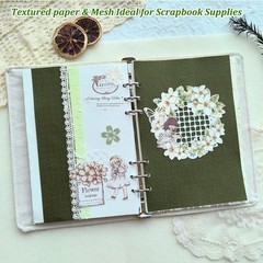20 Unique A5 Textured Scrapbook Paper & Mesh Fabric Set, Handmade Craft Paper…