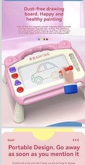 Kids Magnetic Erasable Drawing Board Doodle Pad w/ Stylus & Stamp Shapes Pink